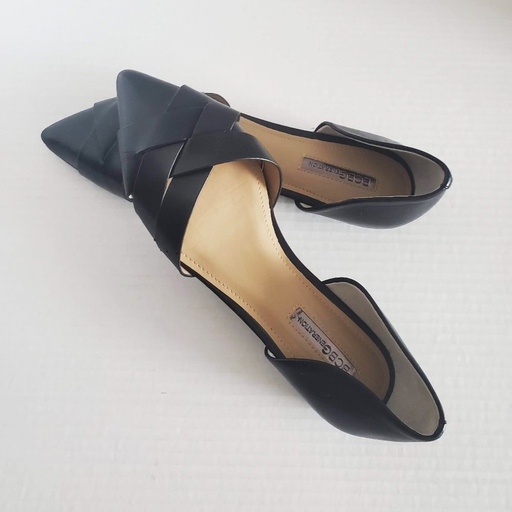 BCBGeneration Flats Pointed Toe Faux Leather Black